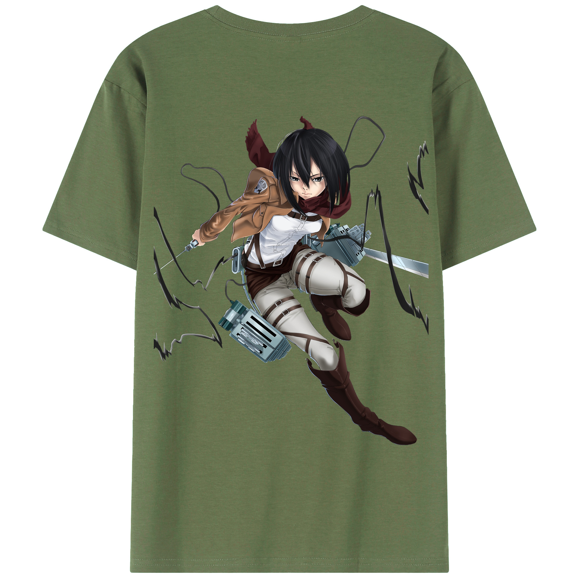 （画像用） 進撃の巨人 ミカサ·アッカーマン Attack on Titan Mikasa Ackerman 綿100％ メンズ半袖Tシャツ（バックプリント） 通気性